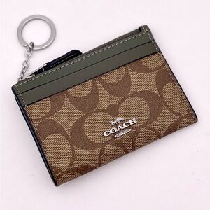 Coach Mini Skinny Id Card Case Small Wallet In Signature Canvas